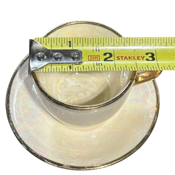 Iridescent Teacup Saucer Gold Accents iridescent, pearlescent finish lustreware - Picture 6 of 6